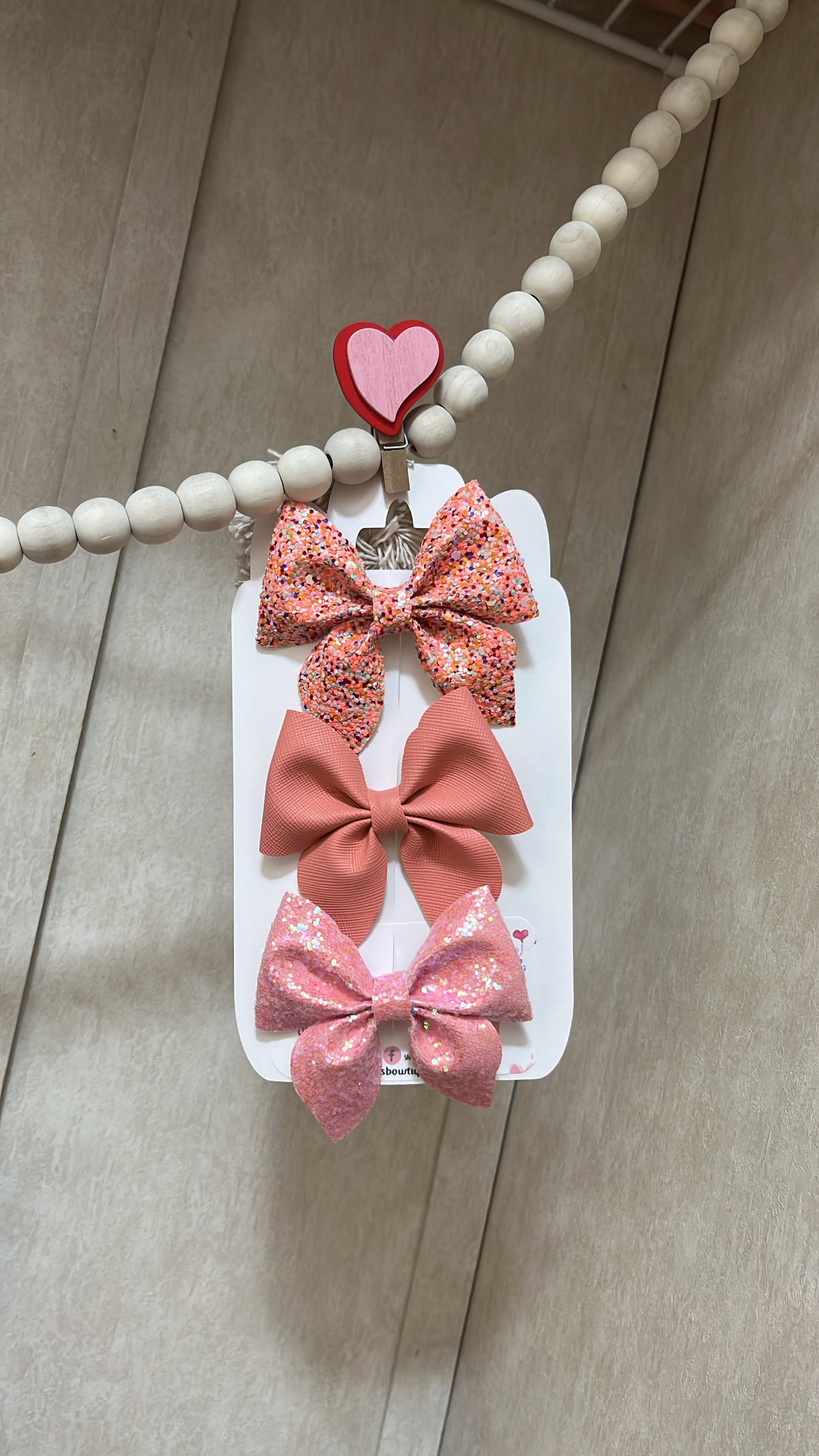 Sailor bow set/peach